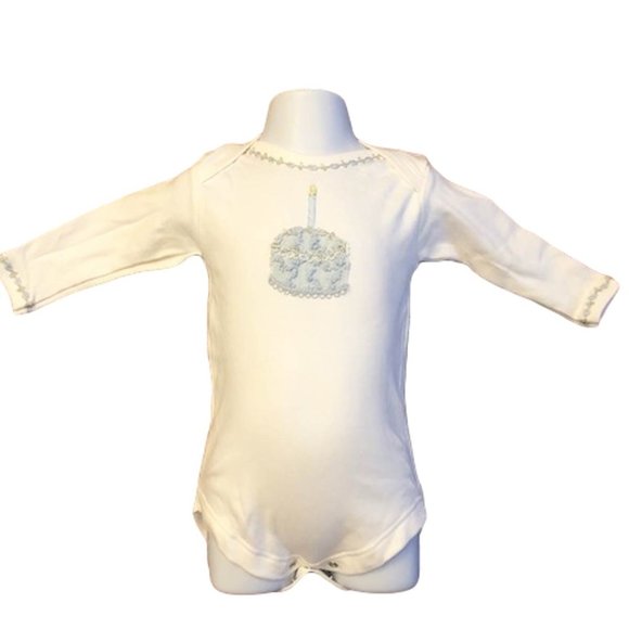 1st Birthday One Piece with Blue Birthday Cake Ap